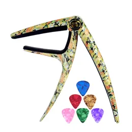 Personalized Trigger Style Capos Flower Grain Zinc Alloy Spring Capo With 6pcs Guitar picks