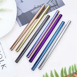 215mm*12mm Stainless Steel Colorful Metal Straws Creative Durable Beveled Round Mouth Milk Tea Reusable Drinking Straws 200pcs T1I1831