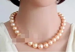Envío Gratis >>>> noble joyería clásica natural del Mar del Sur 11-12mm oro rosa collar de perlas 925 s
