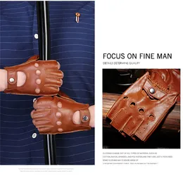 Fashion-man PU Fingerless Handskar Ridning Utomhus Sport Handskar Läder Vitens Vår och Sommar Mode Tillbehör