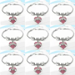 Großhandel – Diamant-Liebes-Herz-Charm-Armband, Kristall, Familienmitglied, Mutter, Tochter, Oma, Believe Faith Hope, beste Freundin-Armband für Frauen