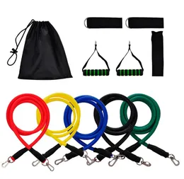 Fitness latex tension pull rope strength training Resistance Bands 11piece set gym sports home workout Latex Tubes Pedal elastic yoga bands