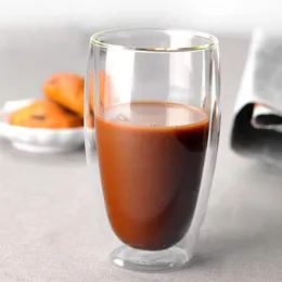 450ml Muggar Dubbelmur Glas Klar handgjord Värmebeständig Mini Te Dryck Koppar Hälsokoppling Kaffe Kaffekoppar Isolerat glas