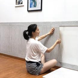 3D PE-Schaum Holzmaserung Panel Wandaufkleber für Kinderzimmer Home Decor Abnehmbare Kinder Safty Kunstwandbild Selbstklebende DIY Tapete