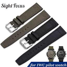 20mm 21mm 22mm Nylon Canvas Stoff Uhrenarmband für IWC Pilot Spitfire Timezone Top Gun Strap Grün Schwarz Gürtel Armbanduhr Straps Y19052301