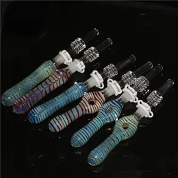 smoking Straw Mini Glass Filter Pipe Kit Water Bong Oil Dab Rig Nector silicone nectar