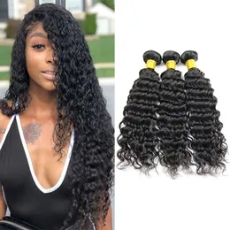 Brasiliansk djupvåg Mänsklig hår buntar Obehandlat Peruvian Virgin Hair Weaves Malaysian Indian Mongolian Hair Extensions grossistpris