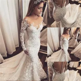 Fashion Designer Mermaid Wedding Dresses 2019 Sexy Strapless Full Lace Applique Bridal Gowns Backless Sweep Train Dresses