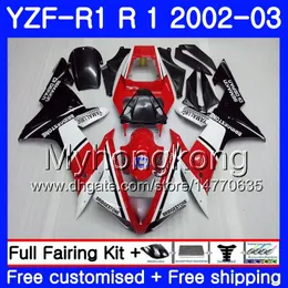 Bodys dla Yamaha YZF R 1 YZF 1000 Biała Czerwona Gorąca Sprzedaż YZF-1000 YZFR1 02 03 Nadwozie 237HM.6 YZF R1 02 YZF1000 YZF-R1 2002 2003 Frame Frame