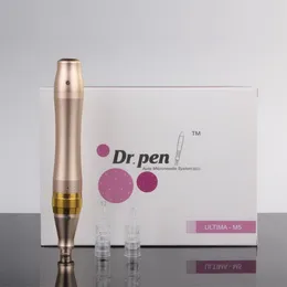 Dr. Pen halva permanent smink Electric Derma Pen Wireless 5 Speeds Electric Microneedle Roller med 2st nålarpatroner