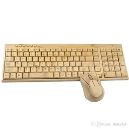 Wireless Multimedia Bamboo Keyboard and Mouse Combo Bamboo Environmental Protection Low Carbon Healthy Comfortable for Using Free shipping