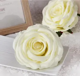 9cm人工ローズフラワーヘッドシルク装飾フラワーパーティーの装飾の結婚式の壁の花の花束白人人工ローズブーケGB1199