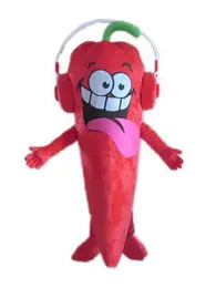 Fabrik 2019 Direkt ein rotes Chili -Maskottchen -Kostüm mit einem Hörphone -Erwachsenen, der Verkauf für Party N Dult trägt