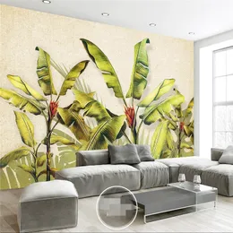 Beibehangカスタム写真壁紙3Dフレスコヨーロッパスタイルの手描きバナナツリーテレビの背景壁画パペルデパーテ