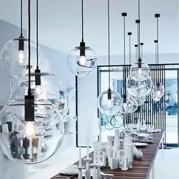 Simple modern glass ball pendant light LED E27 art deco Europe hanging lamp with 8 styles for bedroom restaurant kitchen parlor