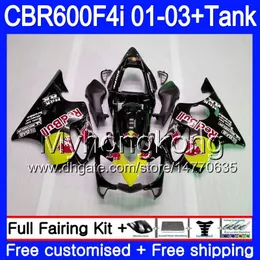 Kropp + Tank för Honda CBR 600F4I CBR600FS CBR600F4I 01 02 03 286HM.57 CBR600 F4I 600 FS CBR 600 F4I 2001 2002 2003 Fairings Yellow Red Hot