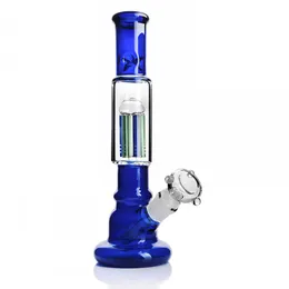 11Inchs Blue Glass Water Bongs Hookahs Chicha Beaker Bong Glass Smoke Pipe Bubbler Downstem Perc med 14mm skål