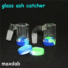 narghilè 14mm Male Glass Ash Catcher con silicone colorato contiene piattaforma petrolifera bong dritta per pipe da fumo