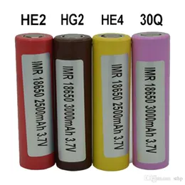 100 stks nieuwe batterij HE2 HE4 HG2 30Q 18650 INR-batterij 2500mAh 3000mAH 3.7V E CIG-oplaadbare lithiumbatterijencel