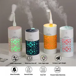 250ml Mini Mute Ultrasonic Air Humidifier Aroma Essential Mini Air Moist Humidifiers with LED Lights for Home Car office bedroom