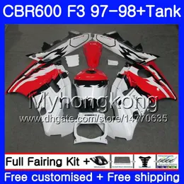 Body +Tank For HONDA CBR 600 FS F3 CBR600RR CBR 600F3 cowling hot white 97 98 290HM.24 CBR600 F3 97 98 CBR600FS CBR600F3 1997 1998 Fairings