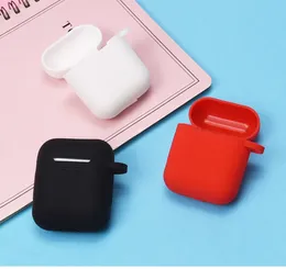24 Colors Silicone Case for AirPods 1 Earphone Cover 360-degree Protective Headphone Shell with Hook Anti-Lost