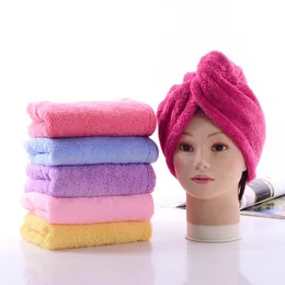 Magic Szybkie Suche Włosy Mikrofibry Ręcznik Miękkie Czapki Prysznicowe Suszenie Ręcznik Wygodne Turban Wrap Czapki Spa Czapki kąpielowe 6 Kolory DH0446