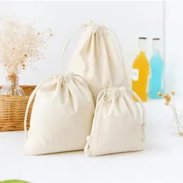 DIY Travel Cotton Linen Drawstring Storage Sundries Small Beam Rope Pouches Handmade Candy Gift Bag Kids Toys Organizer