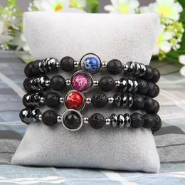 Bracciale uomo e donna naturale 8mm perline di pietra lavica nera distanza gioielli moda all'ingrosso bracciali galassia energia per regalo