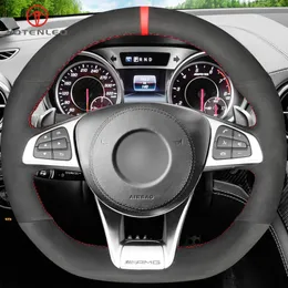 Black Suede Steering Wheel Cover For Mercedes-Benz A45 AMG W205 C43 C63S CLA45 CLS63 GLC 43 c63 GLE43 AMG267O