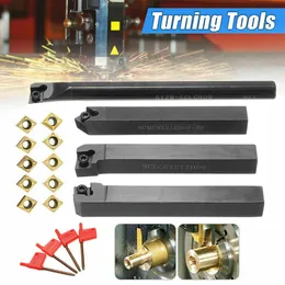 4Pcs/set 12mm CNC Turning Tool Bar Holder with 10Pcs CCMT09T304 Carbide Inserts with 4Pcs T15 Spanner ALI88