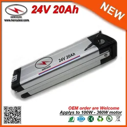 Potente batteria per bicicletta elettrica Silver Fish 360W 24V 20Ah utilizzata 3.7V 2.0Ah 18650 celle 15A BMS all'interno + caricabatterie 2A SPEDIZIONE GRATUITA