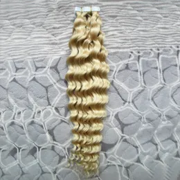 Kinky Curly Machine Made Remy Taśmy w Ludzkich Hair Extensions 100g 40PC 100% Real Remy Brazylijski Human Hair Skin Weft Taśma Włosy