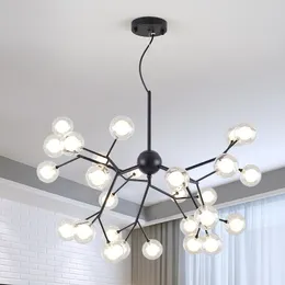 Post-modern Nordic living room glass ball pendant light creative designer restaurant bedroom fashion art branch pendant lamp 90-265V