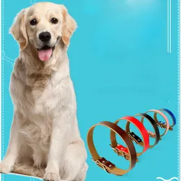 Dog Adjustable Letter Collar Pin Buckle Dog Leather Collars Neck Lace Pet Dog Supplies Red Pink Blue will and sandy