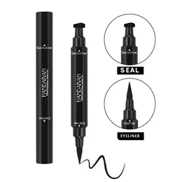 2 in 1 Eyeliner Stamp Liquid Eyeliner Pencil Waterproof Makeup Stamps Seal Pen Stamp Black Eyeliner Pencil