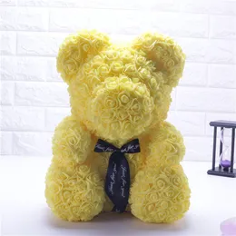 40cm Bear of Roses Artificial Flowers Plush Dolls Home Wedding Festival DIY Wedding Decoration Gift for Christmas Valentine hope13