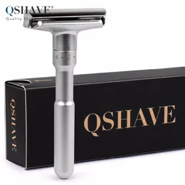 Adjustable Safety Razor Double Edge Classic Mens Shaving Mild to Aggressive 1-6 Files Shaver Hair Removal with 5 Blades