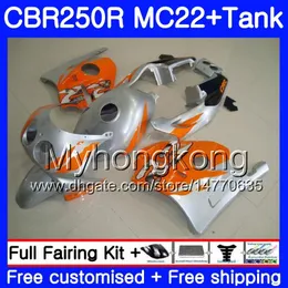 Injektion + Tank Orange Silver för Honda CBR 250RR CBR250RR 90 91 92 93 94 263HM.24 MC22 CBR 250 CBR250 RR 1990 1991 1992 1993 1994 Fairing