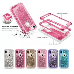 Quicksand Telefonfall Transparent Hard PC Bling Flytande Crystal Dynamic All-Inclusive Clear Cover för iPhone 12 11 Pro XS Max XR X 8 S20 S10Lite plus