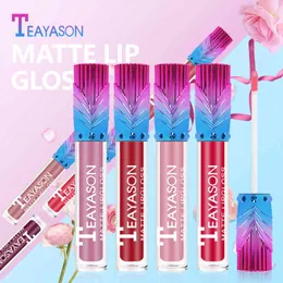 12pca / lot Teayason-Samtmattlipgloss 12 Farben wasserdicht langlebig reizvolle rote nackte braune Lippentönungs-Lipgloss geben Schiff frei