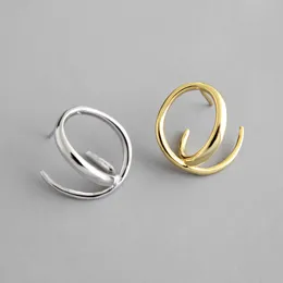 100% 925 sterling silver geometric circle stud earrings for women pendientes mujer joias, irregular line earings fashion jewelry