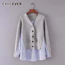 CHICEVER Autumn Female Sweater For Women Top Long Sleeve Hem Asymmetrical Loose Big Size Cardigans Sweaters Jumper Clothes New Y190830