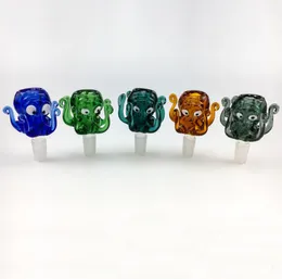Najnowszy Kolorowe Pyrex 14mm 18mm Społeczne Szkło Bowl Cute Ośmiornica Design Palenie Handmade Head Kolorowe Zioła Do Palenia Bong Fajki Rura DHL