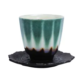 Rust Glaze herbata filiżanka sosna cyprysowa zielona mała ceramiczna kubek vintage pojedynczy prosty osobisty mistrz kubek drinka wystrój domu