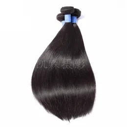 Brasilianska jungfruliga hårförlängningar 3 buntar silkeslen rakt mänskliga hår grossist wefts 8-30 tum naturlig färg