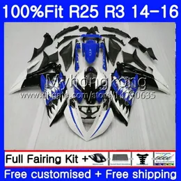 Wstrzyknięcie dla Yamaha YZFR25 YZF R25 R3 2014 2015 2016 2017 240 HM.51 YZF-R25 YZF-R3 R 25 Body Hot Shark Blue YZFR3 14 15 16 17 Zestaw zwłok