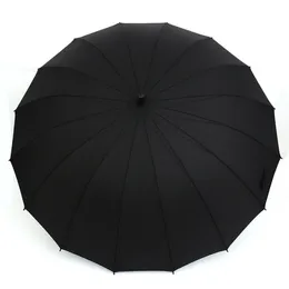 Women Men Sunny Rainy Umbrella Long Handle Straight Umbrella 16K Windproof Solid Color Pongee Umbrella Customized Logo BC BH0803