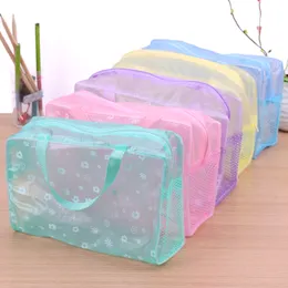 5 Colors Make Up Storage Boxes organizer Bag Toiletry Bathing Women Waterproof Transparent Floral PVC Travel Cosmetic