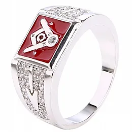 Legierung silbernen Herren Freimaurer freimaurerische Regalia Ringe rot schwarzblau Emaille Schmuck Freimaurer Ring Gegenstände